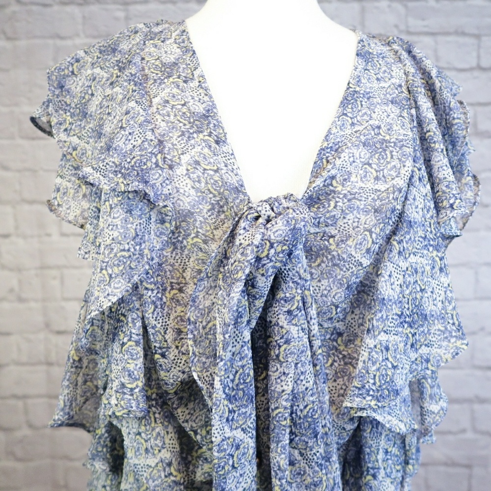 Robbi & Nikki sheer ruffle blouse floral A56